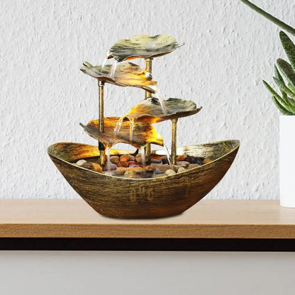 Fontaine d'intérieur Feuille de Lotus Dorée