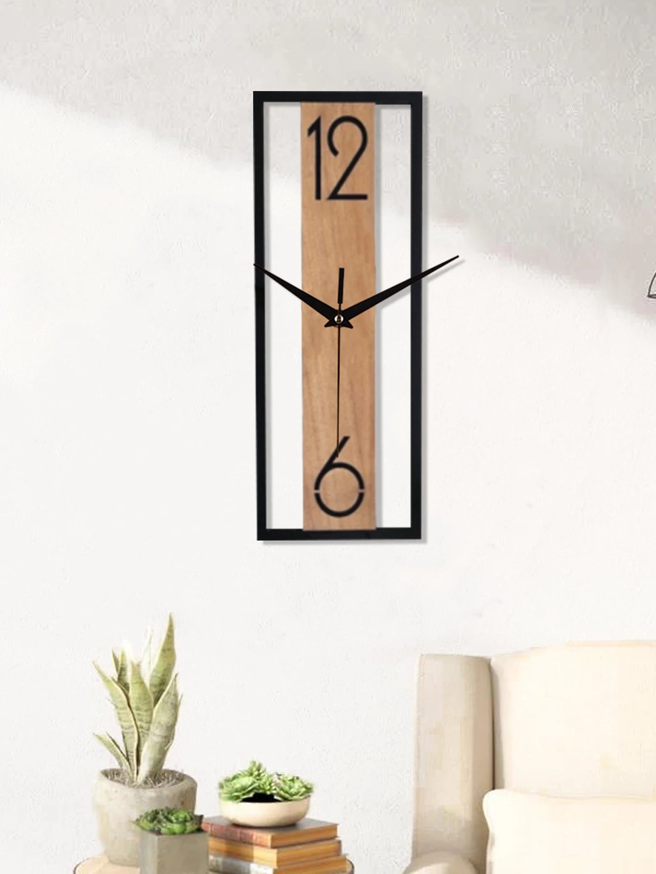 Horloge Murale Rectangulaire - Design bois et métal