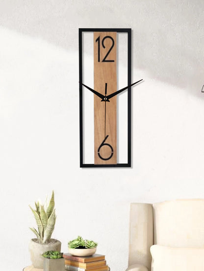 Horloge Murale Rectangulaire - Design bois et métal