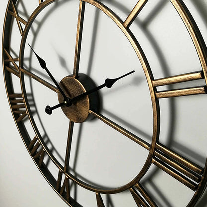 Horloge Murale Métallique Rétro - Cadran Romain