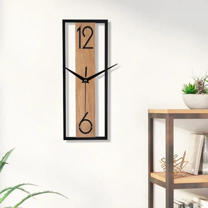 Horloge Murale Rectangulaire - Design bois et métal