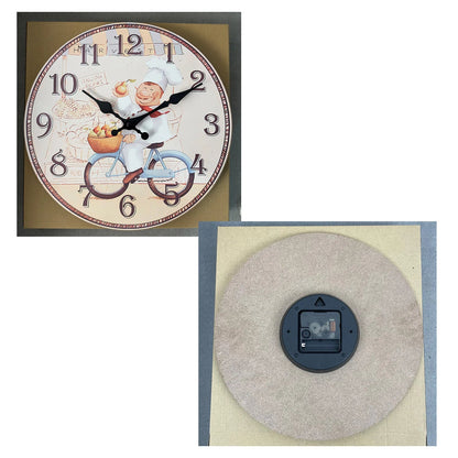 Horloge Murale Rétro Chef Italien à Vélo