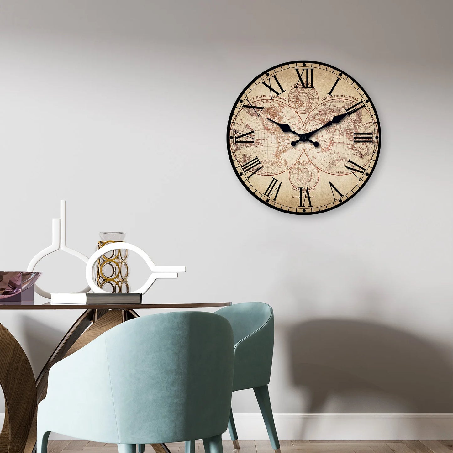 Horloge Murale Rétro - Carte du monde Vintage