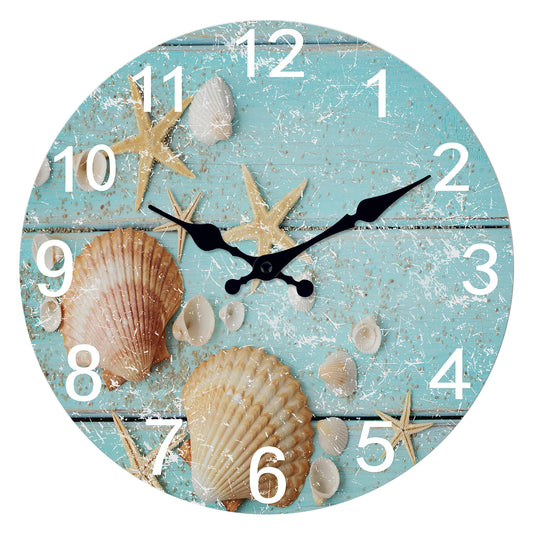 Horloge Murale Méditerranéenne avec Plage et Coquillages