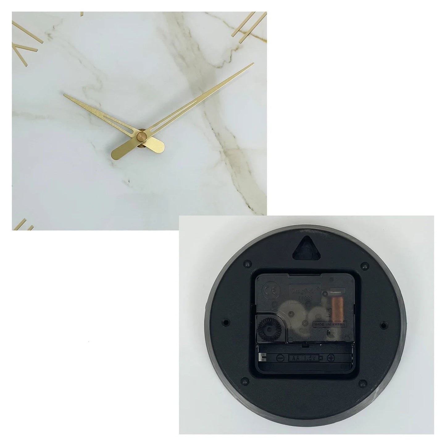 Horloge Murale en Verre - Design Marbre Blanc et Chiffres Romains