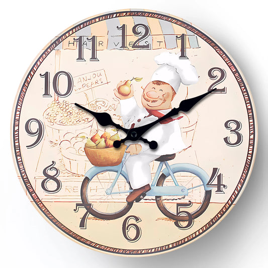 Horloge Murale Rétro Chef Italien à Vélo