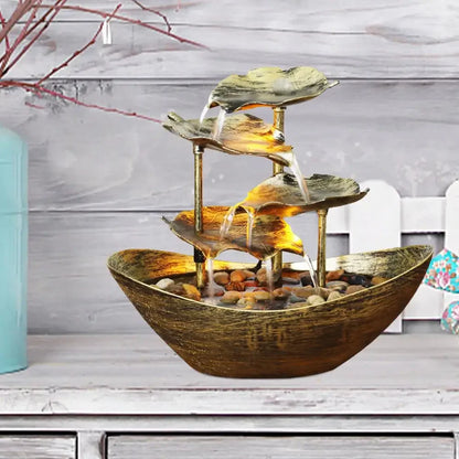 Fontaine d'intérieur Feuille de Lotus Dorée