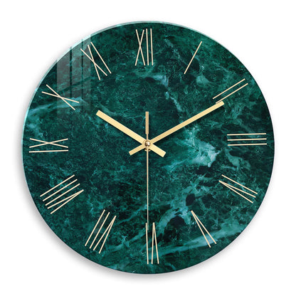 Horloge Murale Moderne - Design Marbre Vert