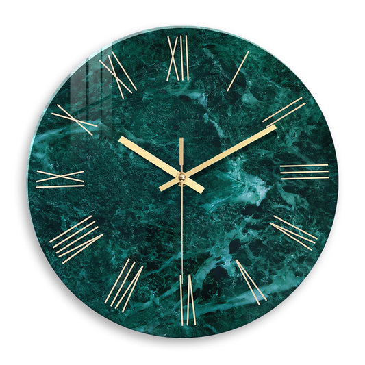 Horloge Murale Moderne - Design Marbre Vert