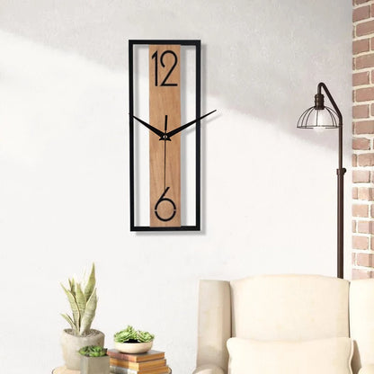 Horloge Murale Rectangulaire - Design bois et métal