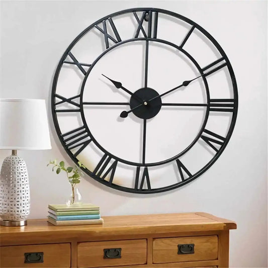 Horloge Murale Métallique Rétro - Cadran Romain