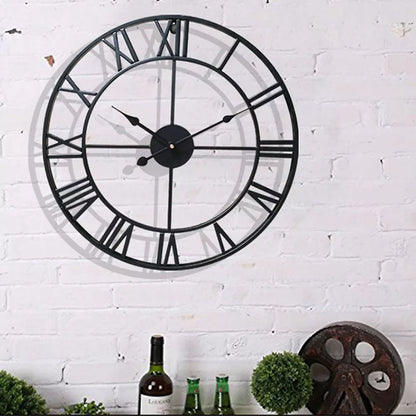Horloge Murale Métallique Rétro - Cadran Romain