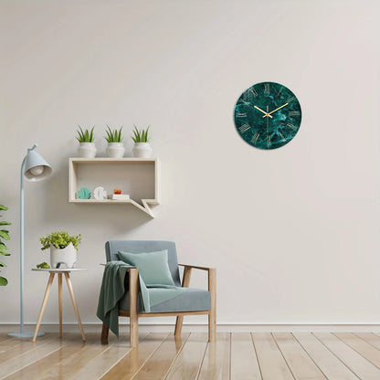 Horloge Murale Moderne - Design Marbre Vert