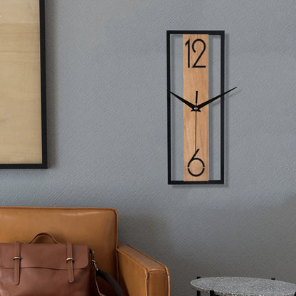 Horloge Murale Rectangulaire - Design bois et métal
