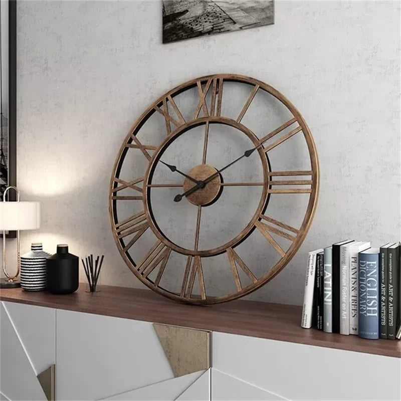 Horloge Murale Métallique Rétro - Cadran Romain