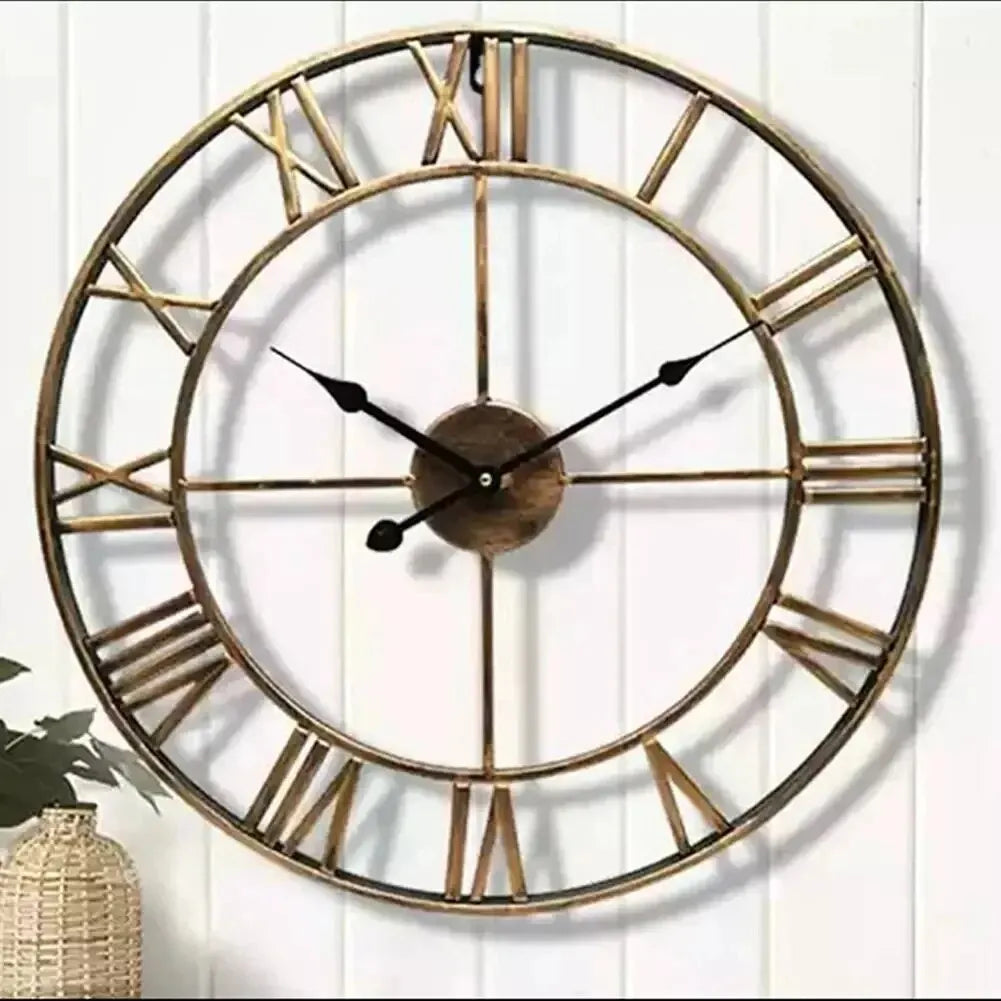 Horloge Murale Métallique Rétro - Cadran Romain