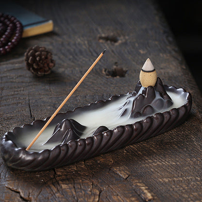 Porte Encens Montagne | Brûleur d'Encens en Argile Violette