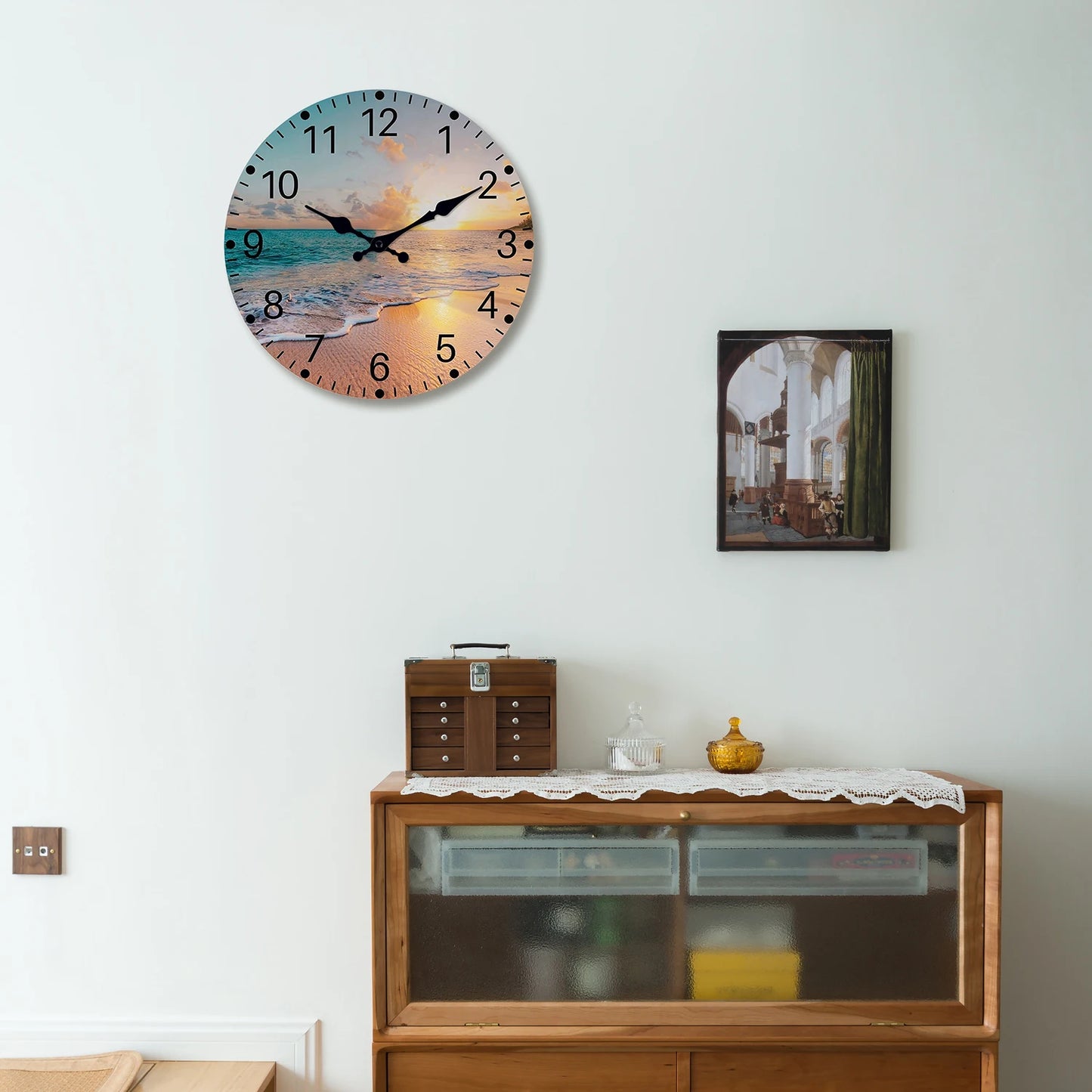Horloge Murale Méditerranéenne avec Plage et Coquillages