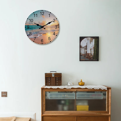Horloge Murale Méditerranéenne avec Plage et Coquillages