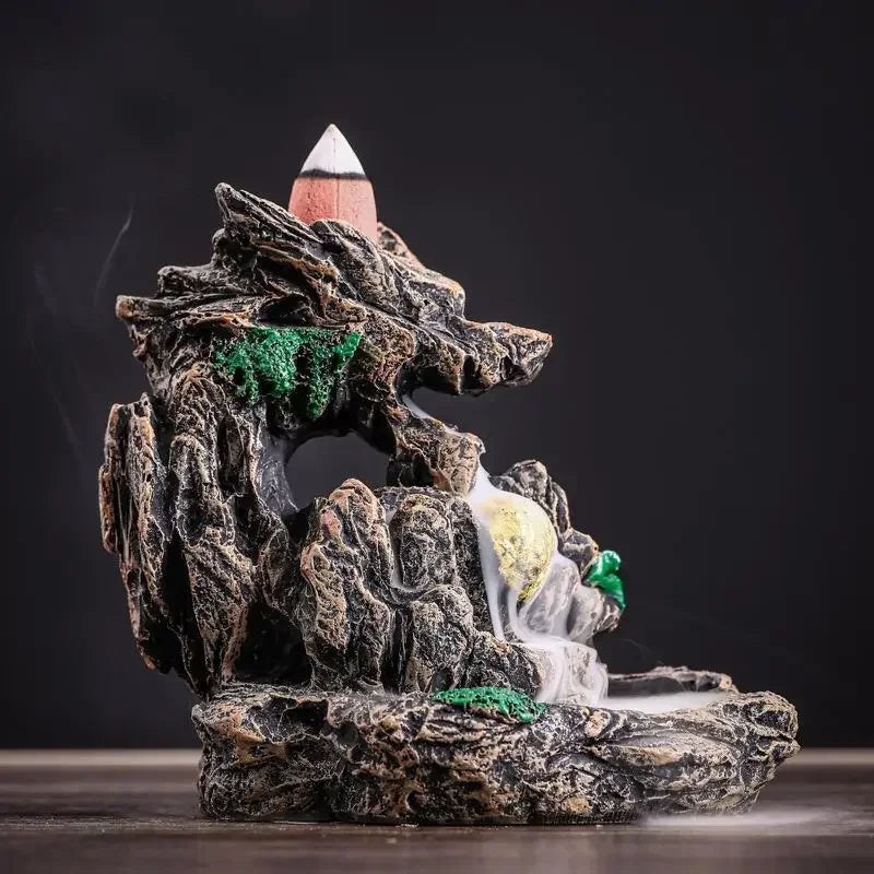 Porte Encens Dragon Auspicieux en Résine | Brûleur d'Encens Cascade