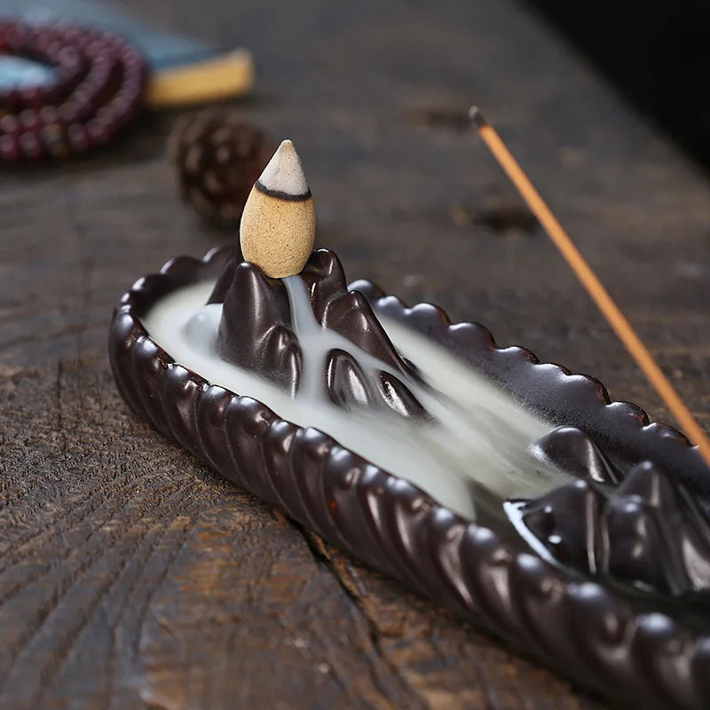 Porte Encens Montagne | Brûleur d'Encens en Argile Violette