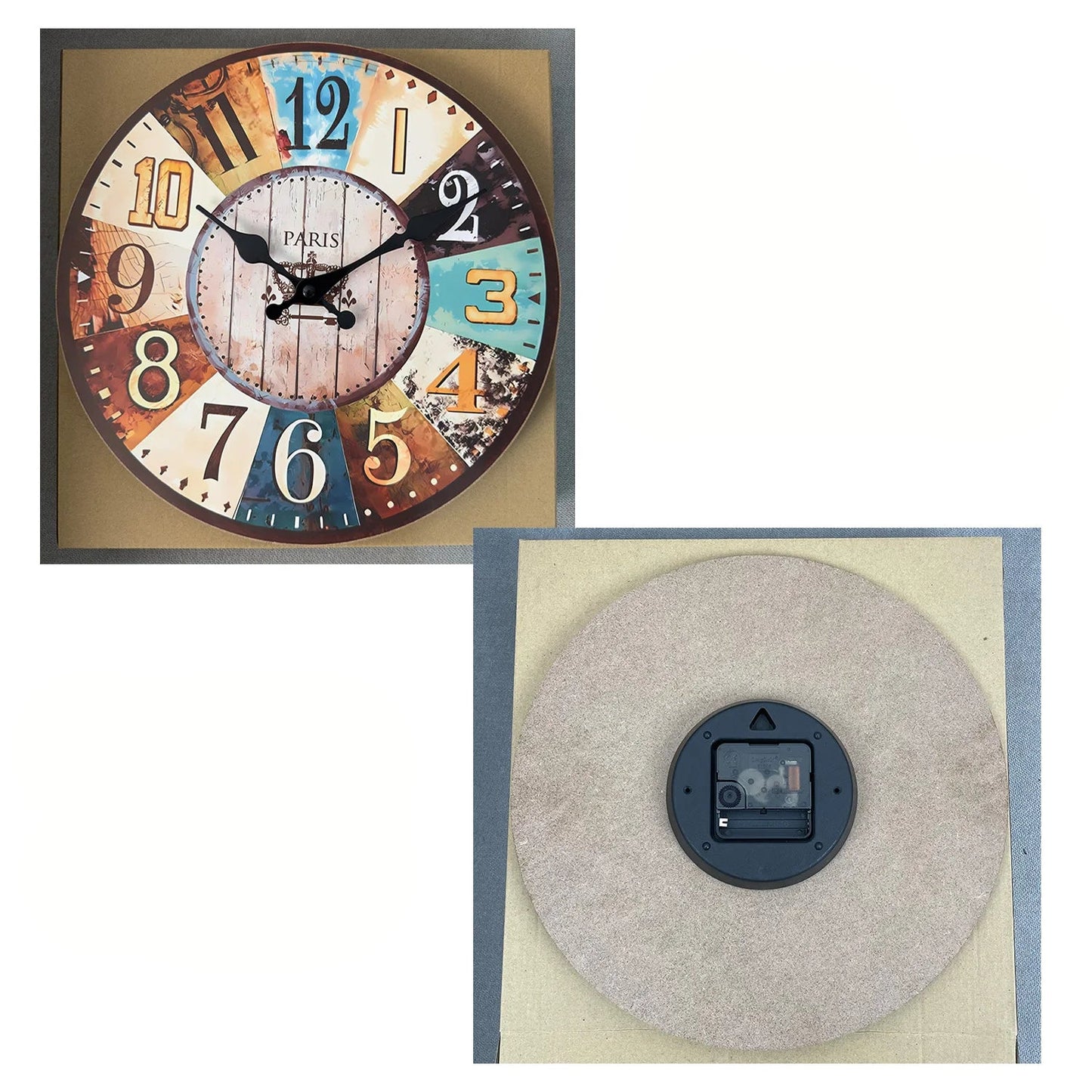 Horloge Murale Rétro Méditerranéenne en Bois
