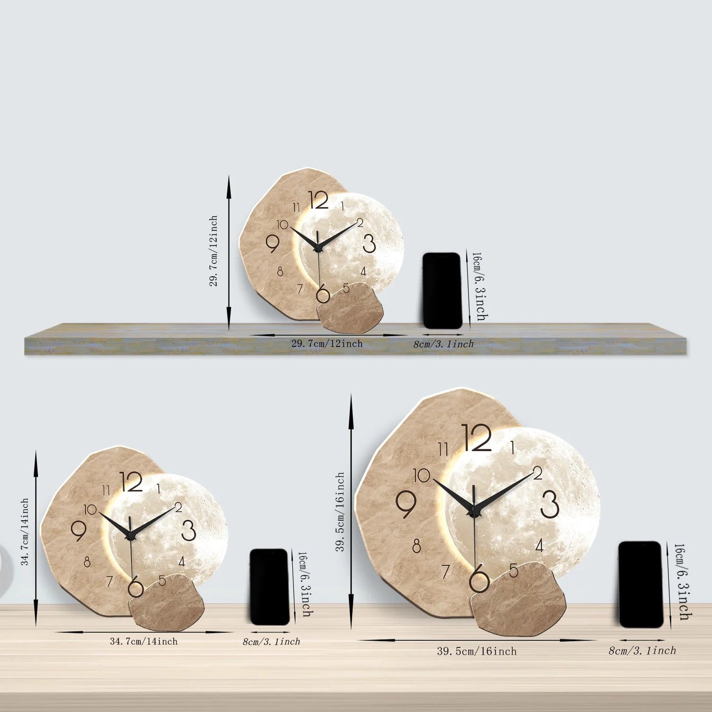 Horloge Murale Moderne - Lune et éclat