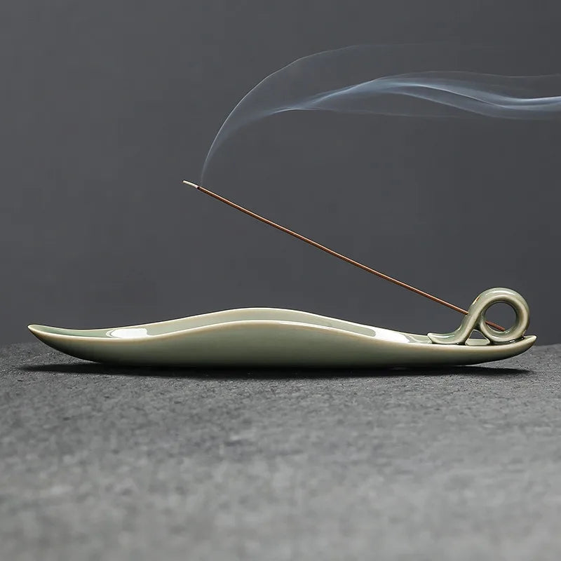 Porte Encens Céramique Celadon | Collecteur Cendre