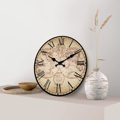 Horloge Murale Rétro - Carte du monde Vintage