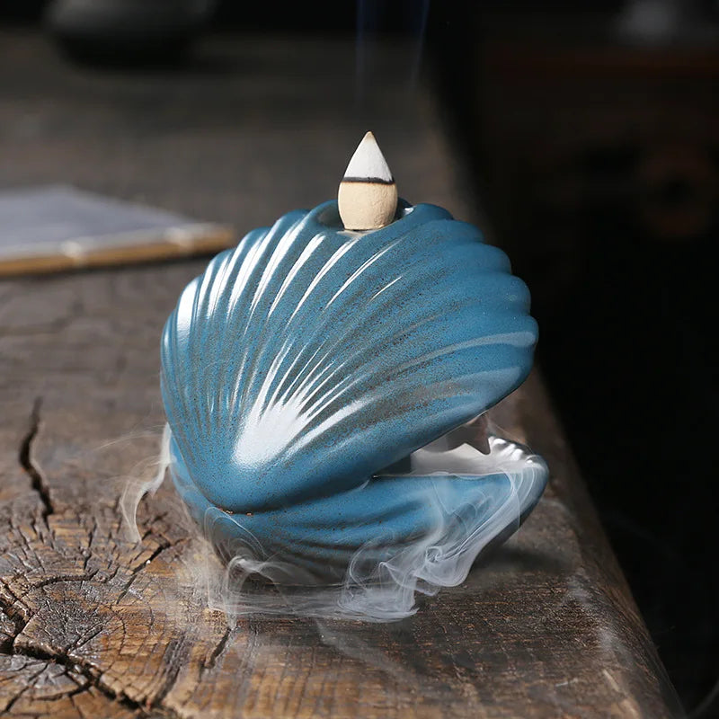 Porte Encens Coquille Bleue Perle