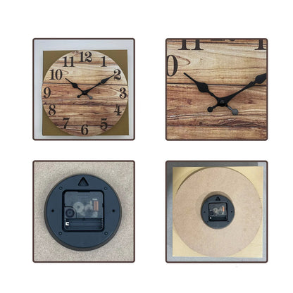 Horloge Murale Rétro - Design Ancien Motif Bois