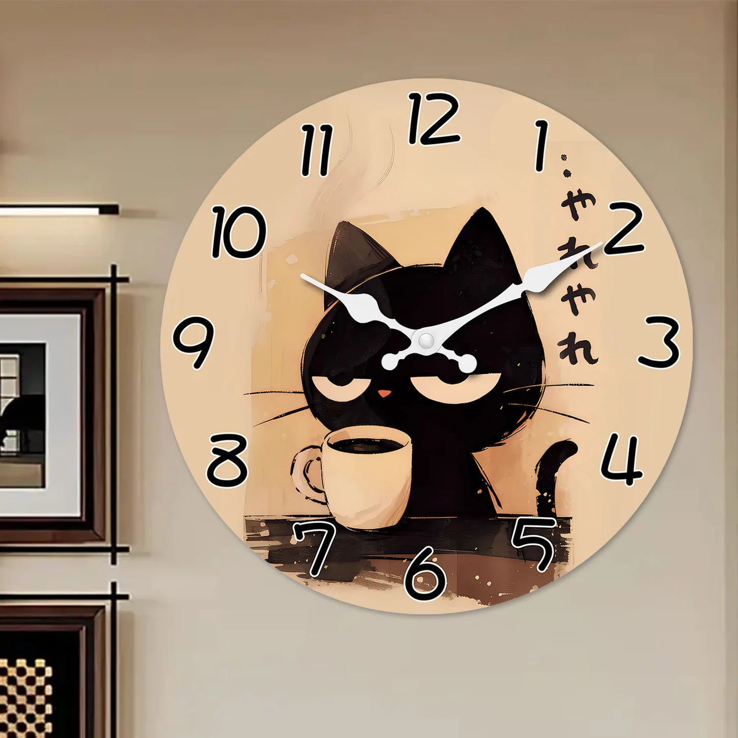Horloge Murale Rétro - Design Chat Noir
