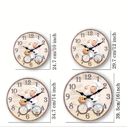 Horloge Murale Rétro Chef Italien à Vélo