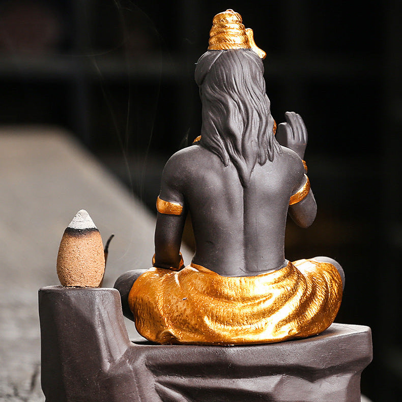 Porte Encens Shiva Bouddha | Porte-Encens en Argile Violette