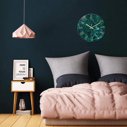 Horloge Murale Moderne - Design Marbre Vert