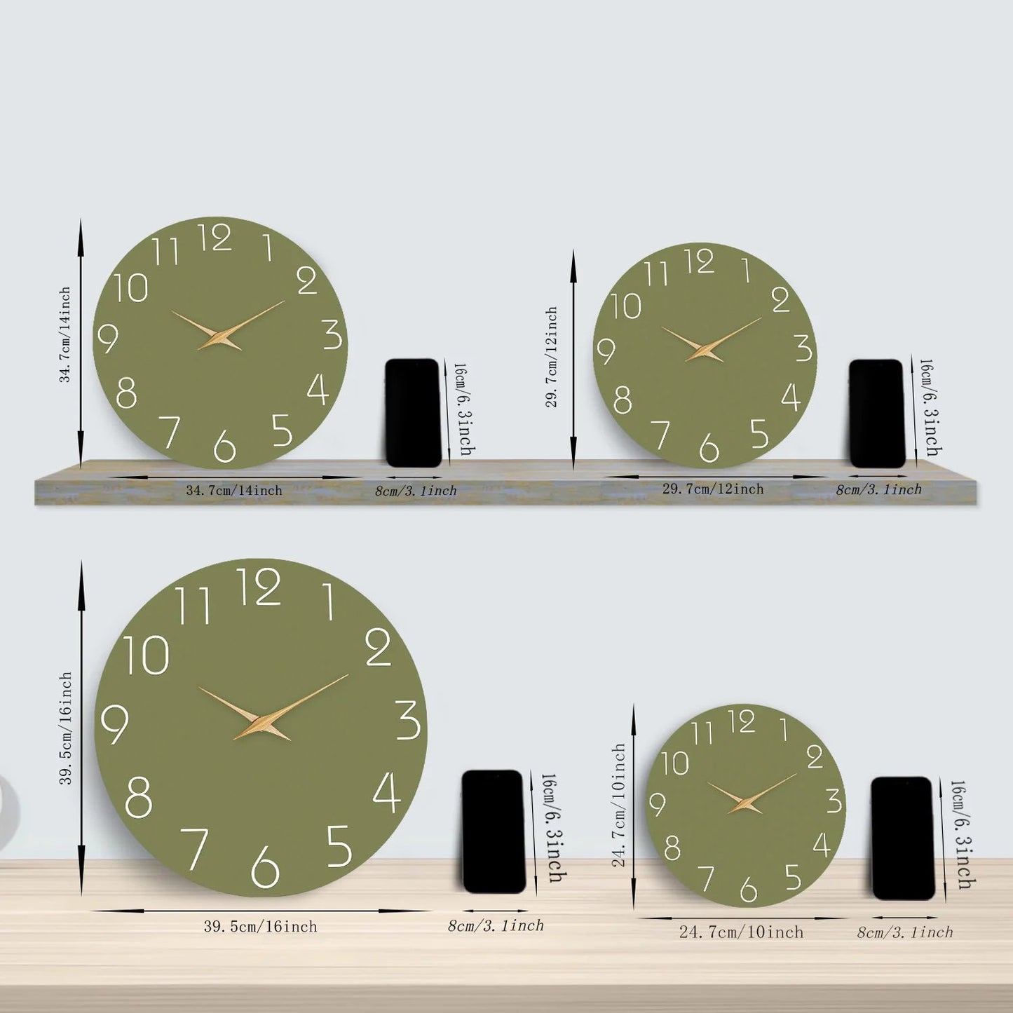 Horloge Murale Moderne avec Fond Vert
