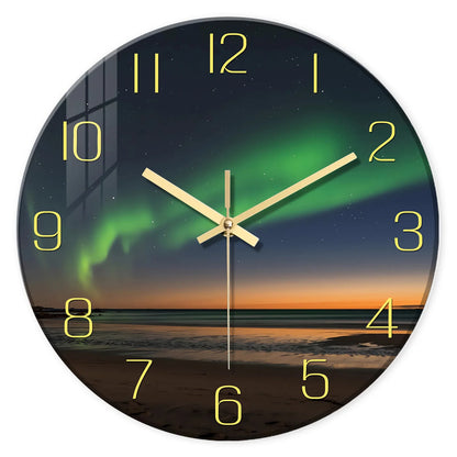 Horloge Murale - Plage Aurores Boréales