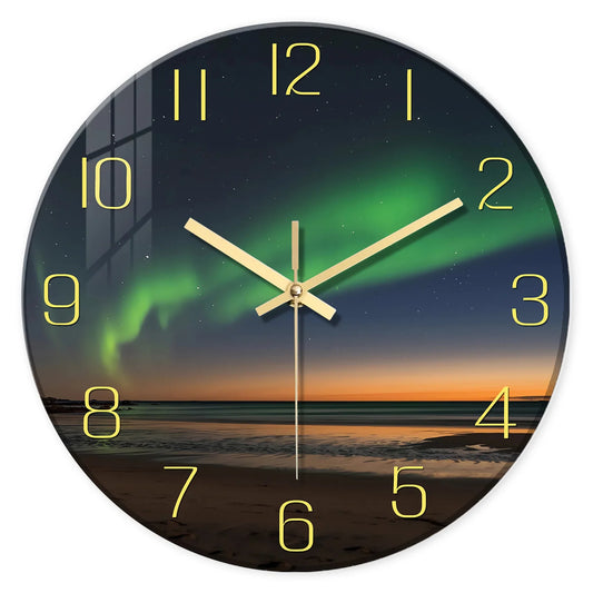 Horloge Murale - Plage Aurores Boréales