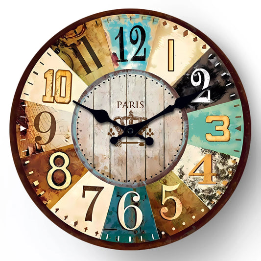 Horloge Murale Rétro Méditerranéenne en Bois