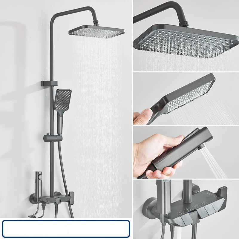 Douche thermostatique - Ensemble Douche Piano  – 4 Fonctions, Température Réglable