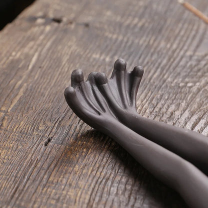 Porte Encens Grenouille en Argile Violette