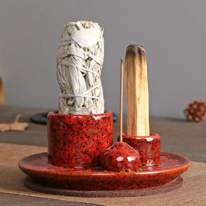 Porte Encens Céramique 4-en-1 | Brûleur d'Encens