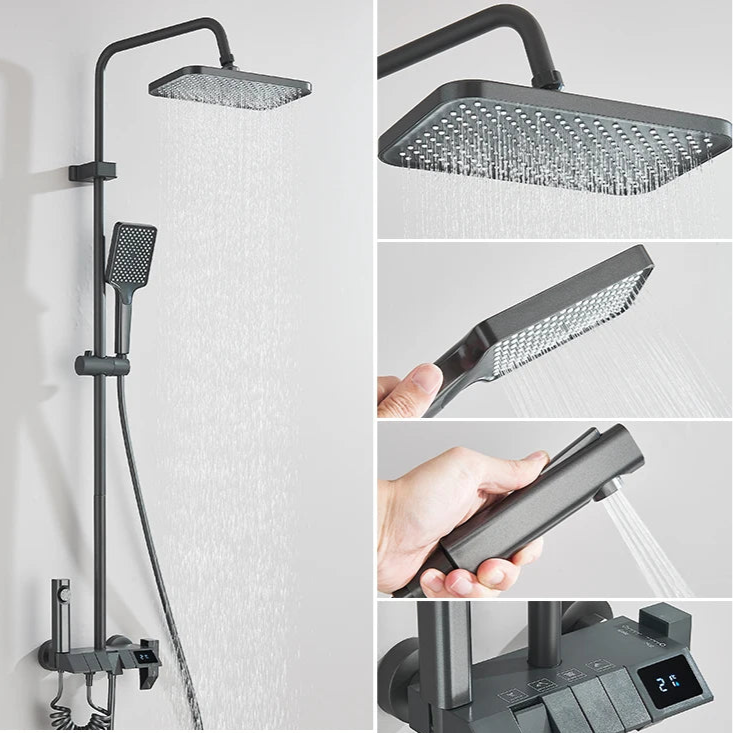 Douche thermostatique - Ensemble Douche Piano  – 4 Fonctions, Température Réglable